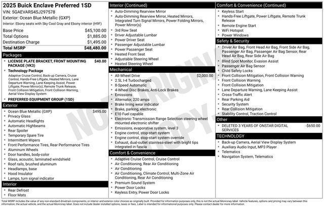 used 2025 Buick Enclave car, priced at $36,500