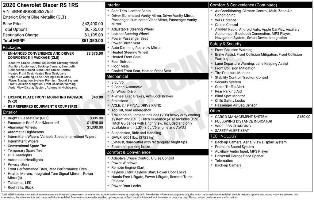 used 2020 Chevrolet Blazer car, priced at $22,569