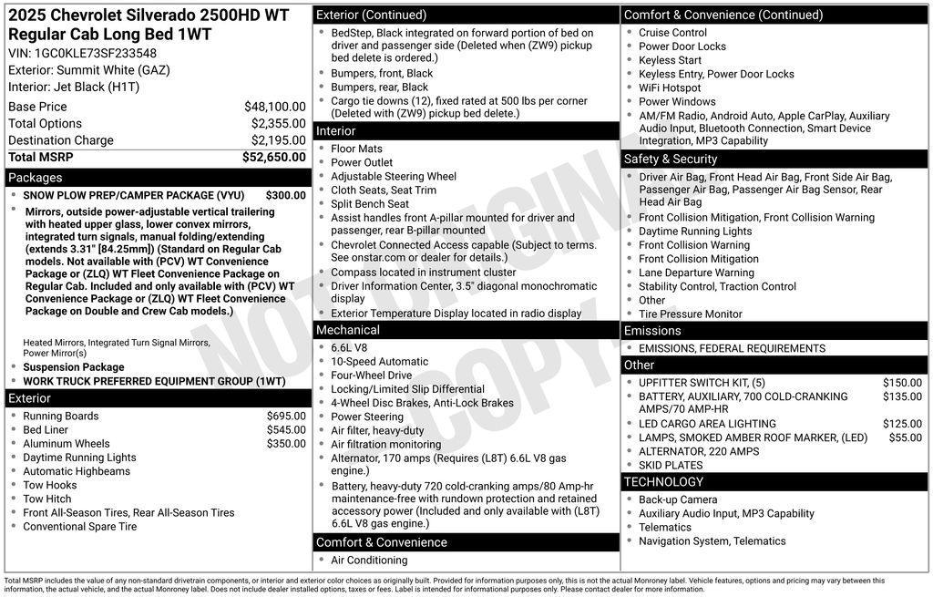 new 2025 Chevrolet Silverado 2500 car, priced at $52,450