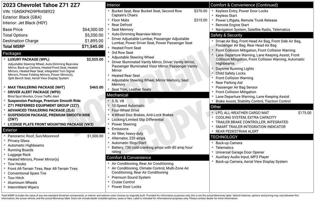 used 2023 Chevrolet Tahoe car, priced at $60,212