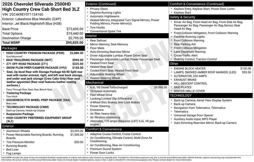 new 2026 Chevrolet Silverado 2500 car, priced at $94,485