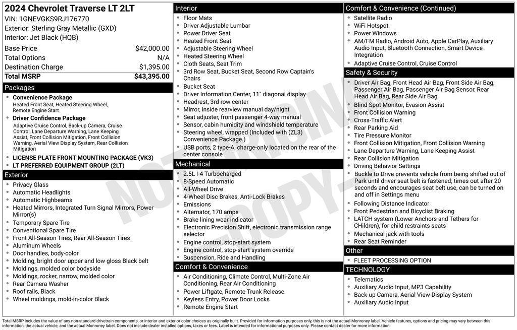 used 2024 Chevrolet Traverse car, priced at $36,040