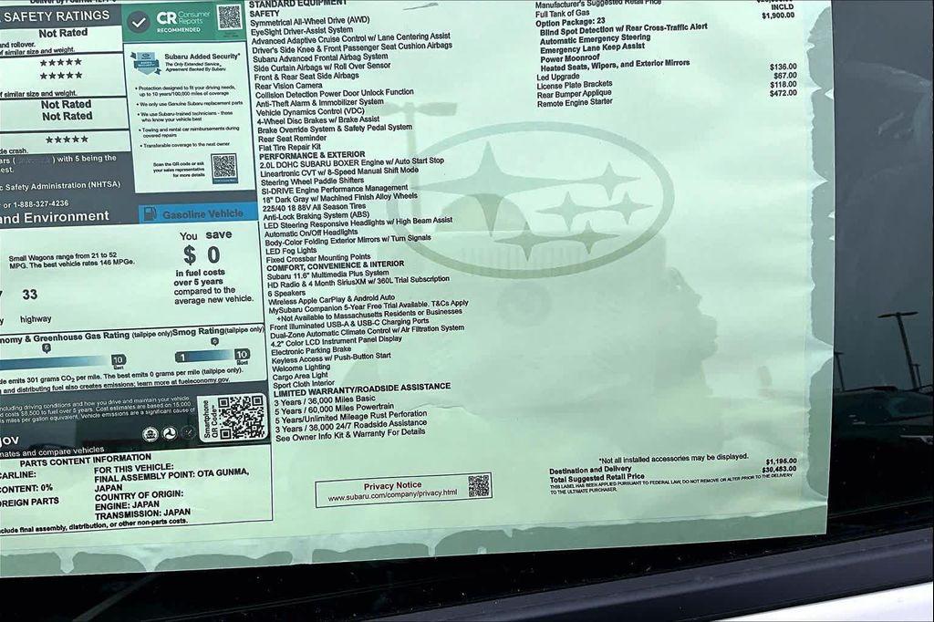 new 2026 Subaru Impreza car, priced at $28,025