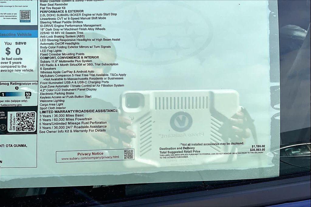 new 2026 Subaru Impreza car, priced at $27,956