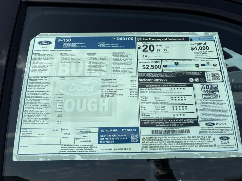 new 2026 Ford F-150 car, priced at $70,575