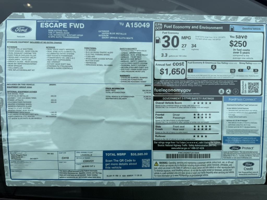 new 2026 Ford Escape car, priced at $33,131