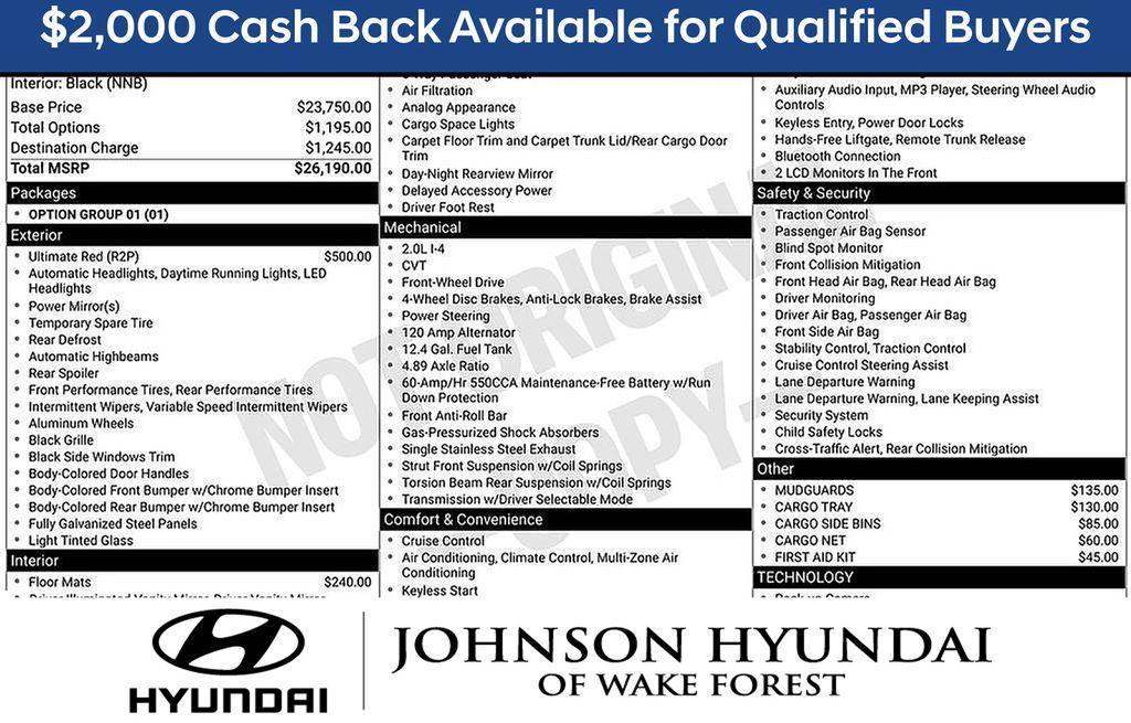 new 2026 Hyundai Elantra car, priced at $24,190