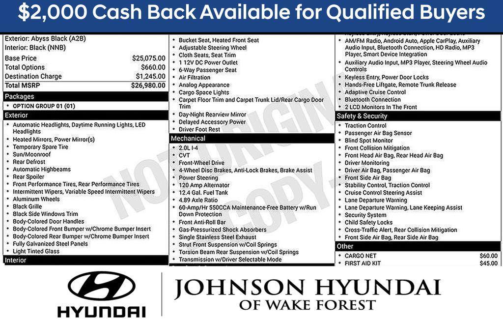 new 2026 Hyundai Elantra car, priced at $24,980