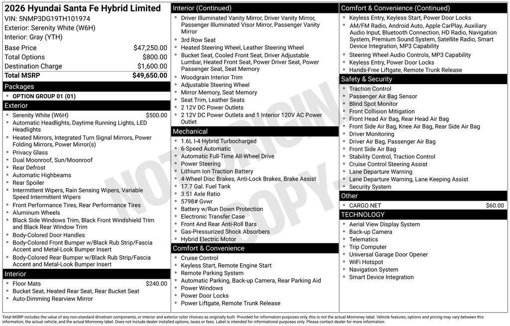 new 2026 Hyundai Santa Fe car, priced at $47,277