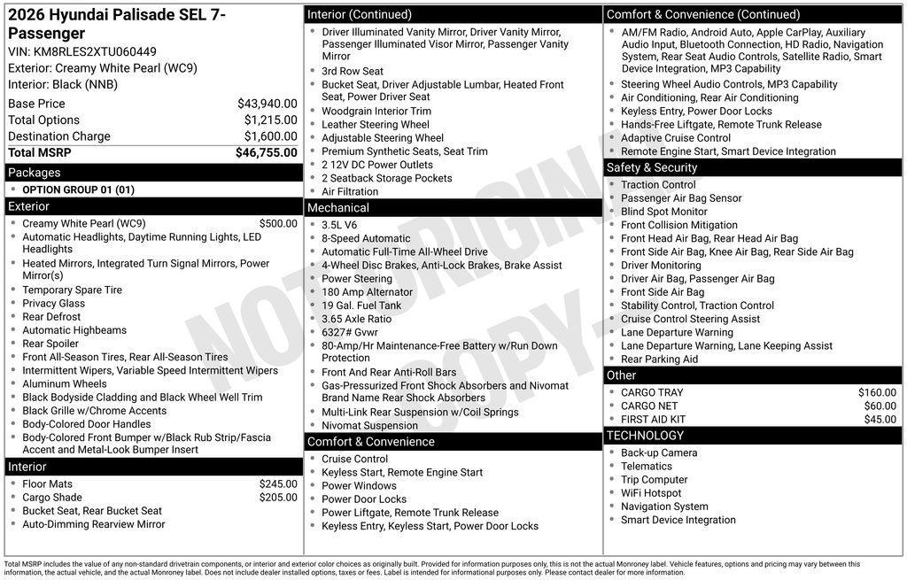 new 2026 Hyundai Palisade car, priced at $44,070
