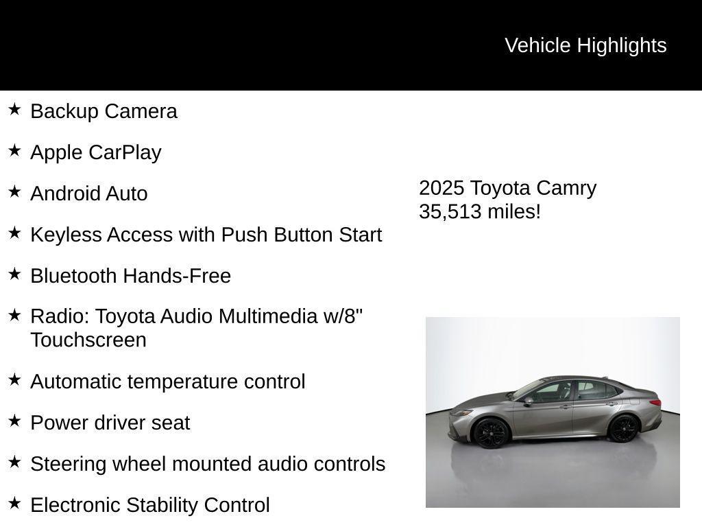 used 2025 Toyota Camry car, priced at $26,590