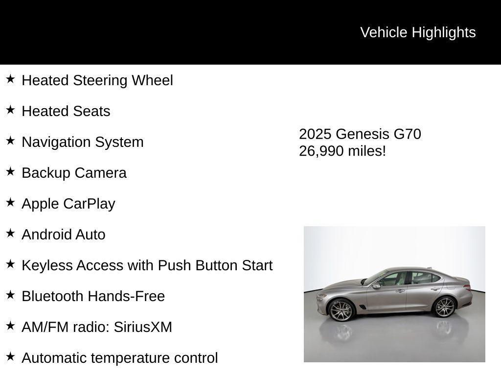 used 2025 Genesis G70 car, priced at $28,414