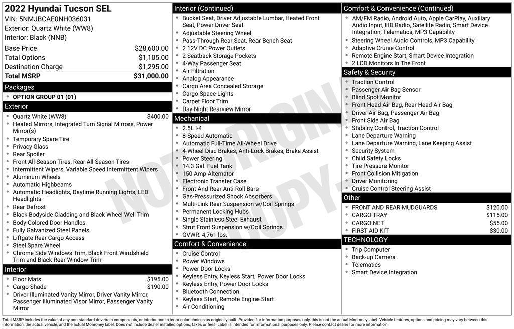 used 2022 Hyundai Tucson car, priced at $20,490