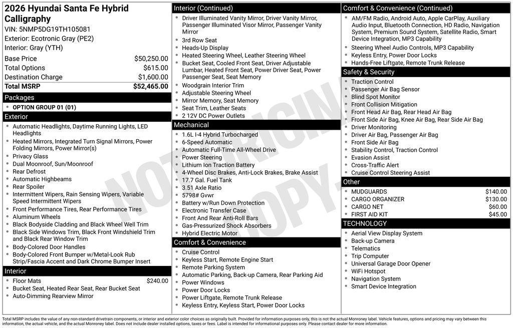 new 2026 Hyundai SANTA FE HEV car, priced at $49,335
