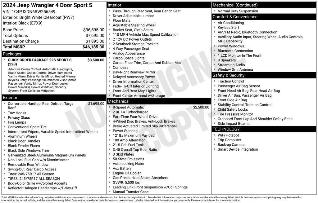 used 2024 Jeep Wrangler car, priced at $30,000