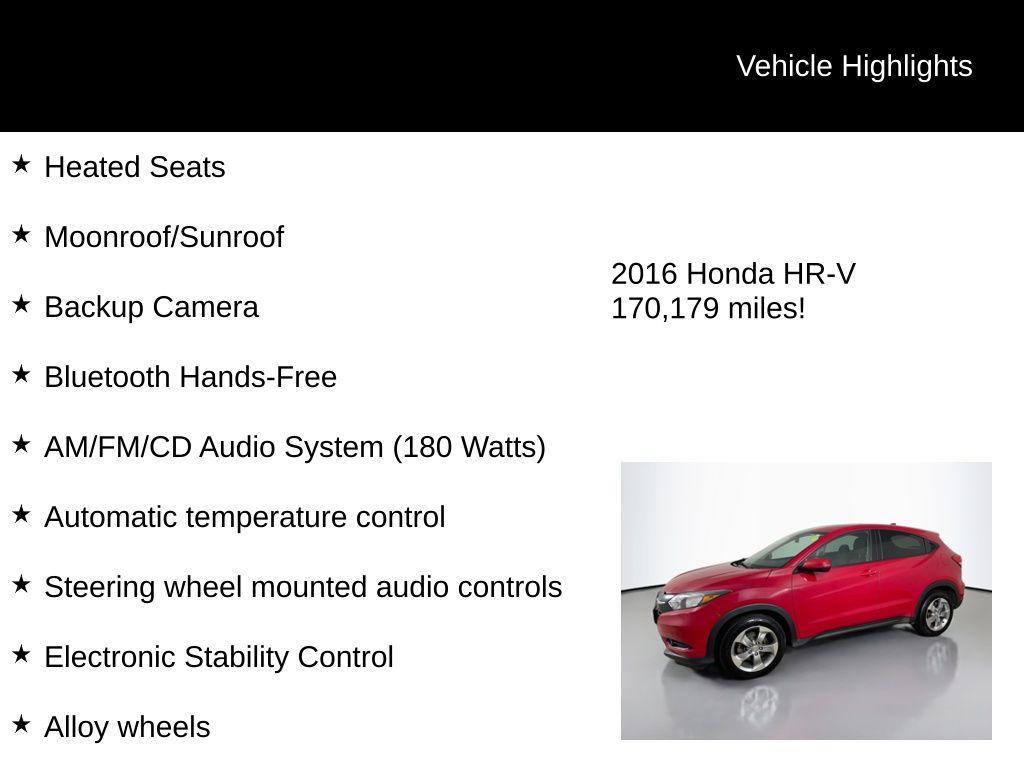 used 2016 Honda HR-V car, priced at $9,860
