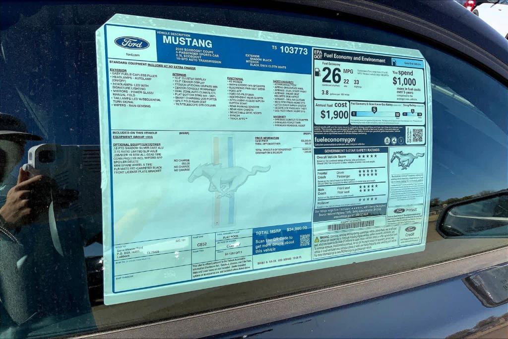 new 2026 Ford Mustang car, priced at $32,480