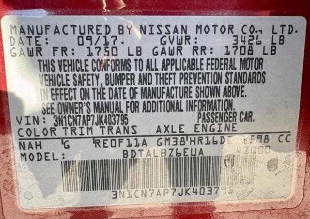 used 2018 Nissan Versa car, priced at $10,977