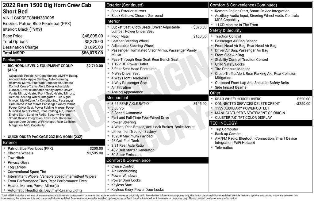 used 2022 Ram 1500 car, priced at $36,028