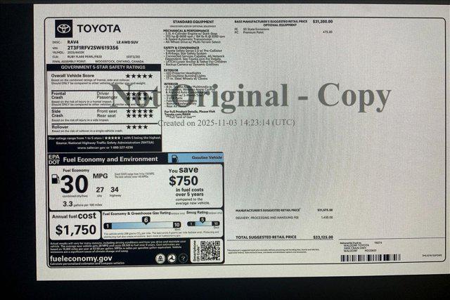 new 2025 Toyota RAV4 car, priced at $32,875