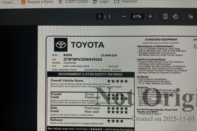 new 2025 Toyota RAV4 car, priced at $32,875