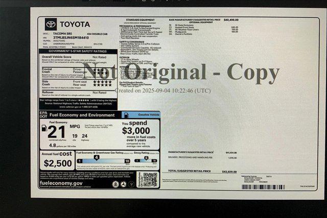 new 2025 Toyota Tacoma car, priced at $40,686