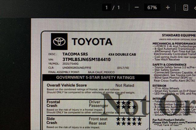 new 2025 Toyota Tacoma car, priced at $40,686