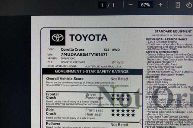 new 2026 Toyota Corolla Cross car, priced at $33,079