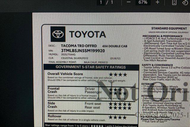 new 2025 Toyota Tacoma car, priced at $43,291