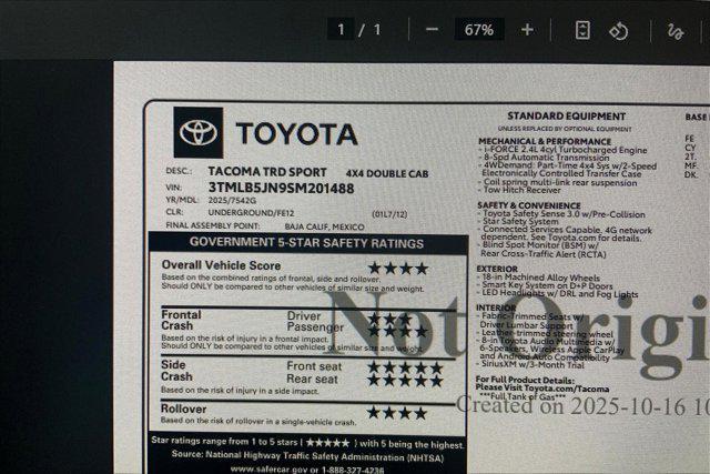 new 2025 Toyota Tacoma car, priced at $43,011