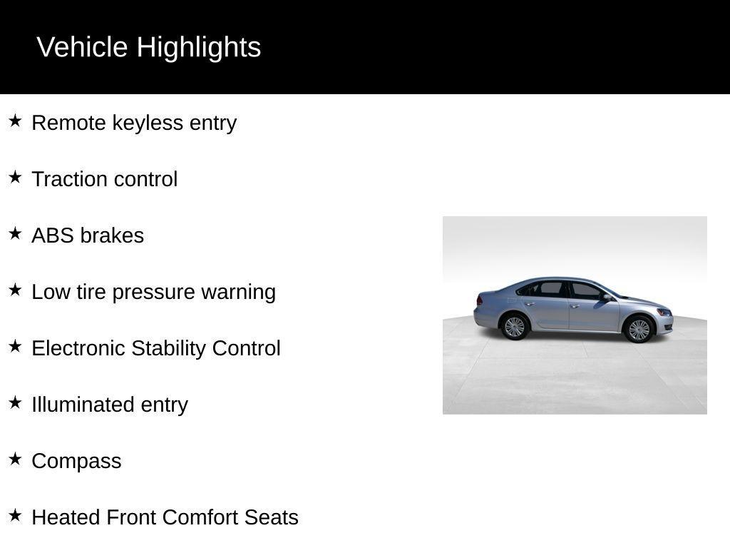 used 2015 Volkswagen Passat car, priced at $10,500