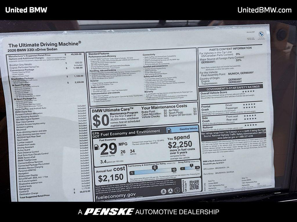 new 2026 BMW 330 car, priced at $56,075