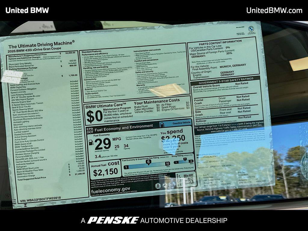 new 2026 BMW 430 Gran Coupe car, priced at $57,490