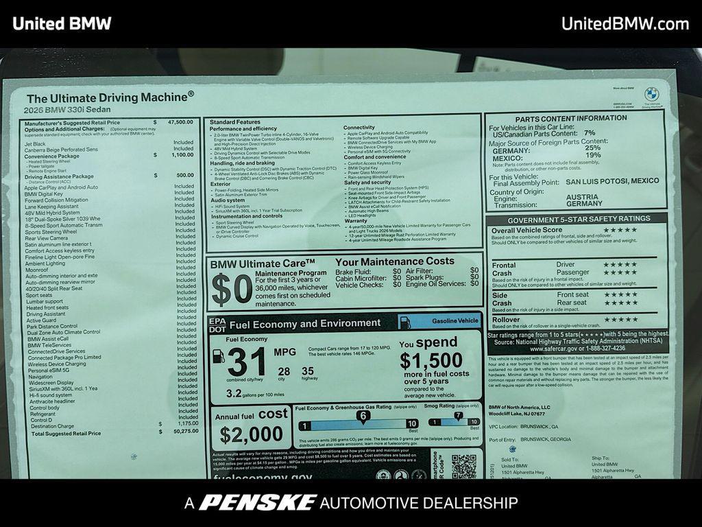 new 2026 BMW 330 car, priced at $50,275