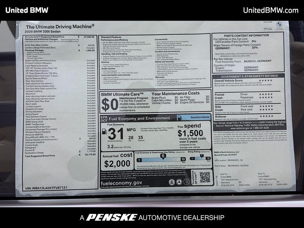 new 2026 BMW 330 car, priced at $52,175