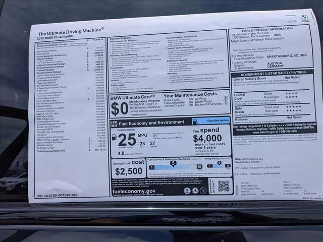 new 2026 BMW X5 car, priced at $89,260