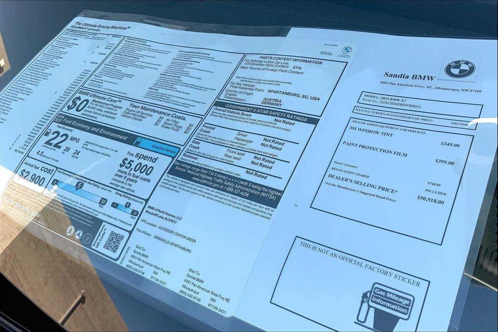 new 2025 BMW X7 car, priced at $84,950