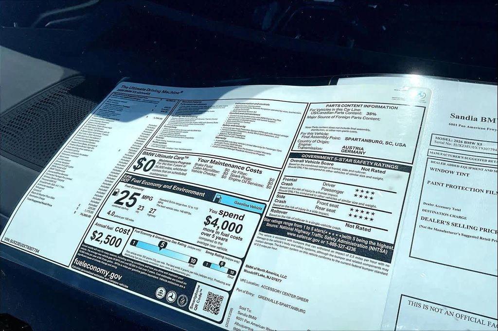 new 2026 BMW X5 car, priced at $74,950
