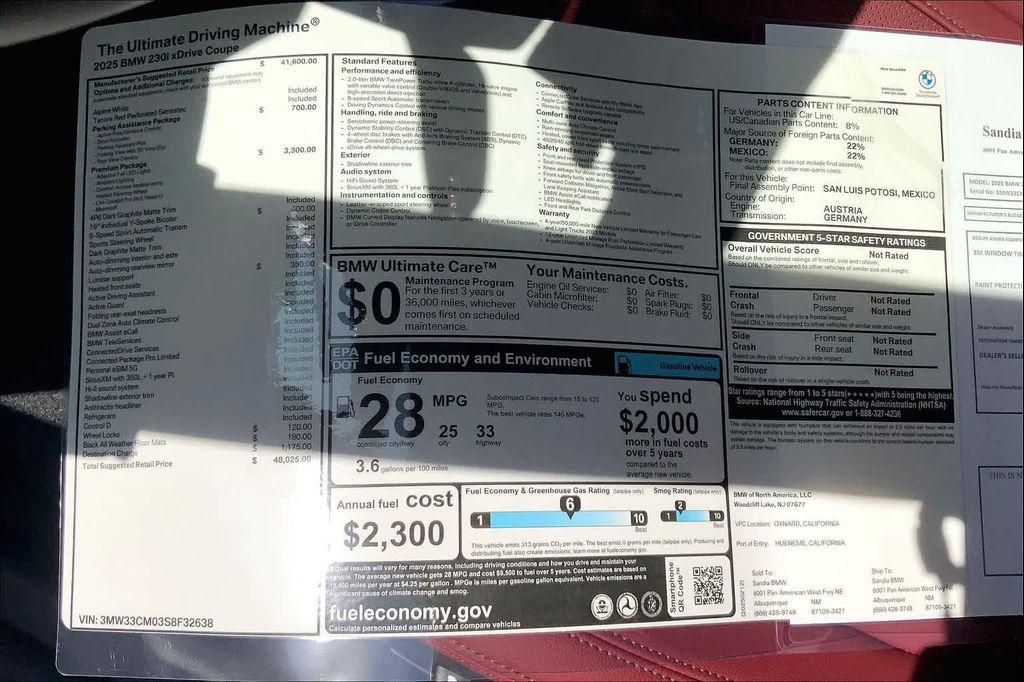 new 2025 BMW 230 car, priced at $45,950