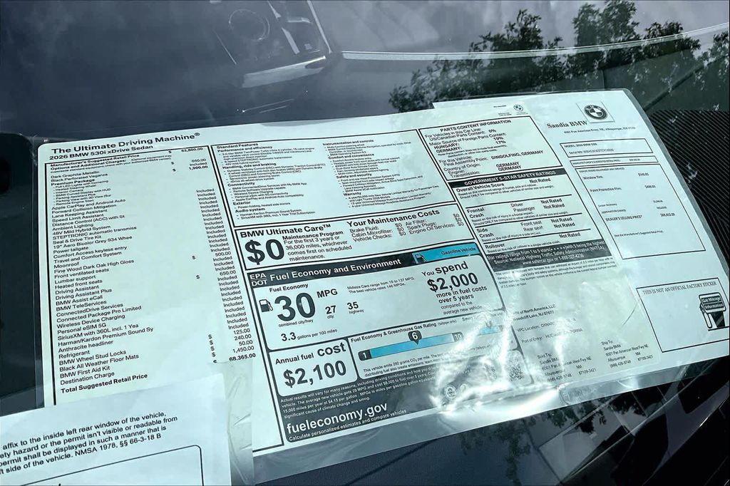 new 2026 BMW 530 car, priced at $68,365