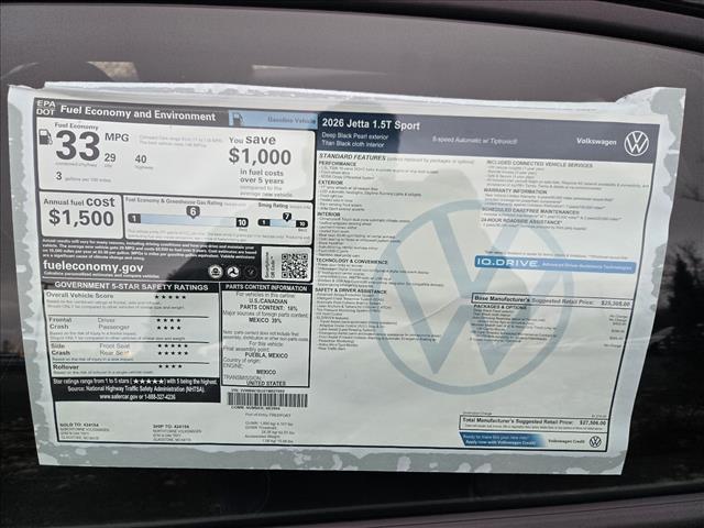 new 2026 Volkswagen Jetta car, priced at $25,814