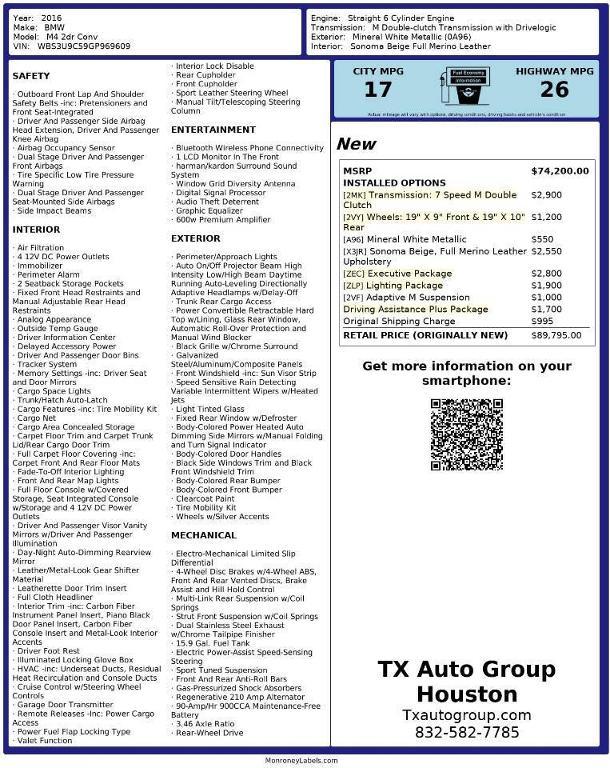 used 2016 BMW M4 car, priced at $35,133