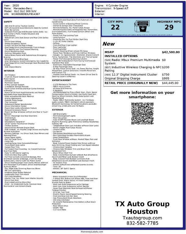 used 2020 Mercedes-Benz GLC 300 car, priced at $18,233