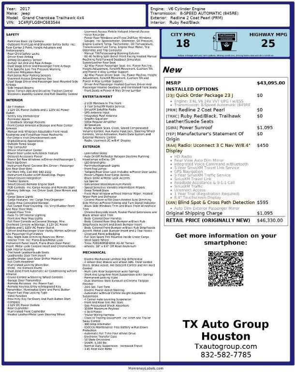 used 2017 Jeep Grand Cherokee car, priced at $17,995