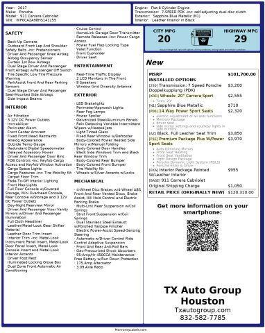 used 2017 Porsche 911 car, priced at $73,995