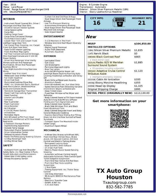 used 2018 Land Rover Range Rover car, priced at $31,333