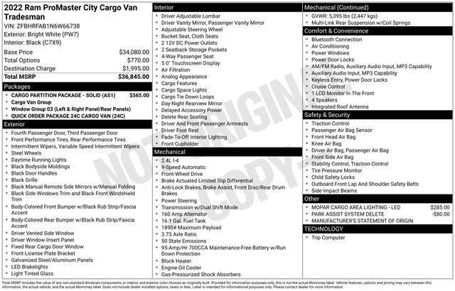 used 2022 Ram ProMaster City car, priced at $19,999