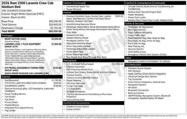 new 2026 Ram 2500 car, priced at $73,388