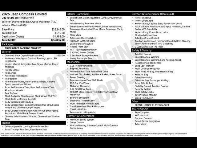 used 2025 Jeep Compass car, priced at $25,745