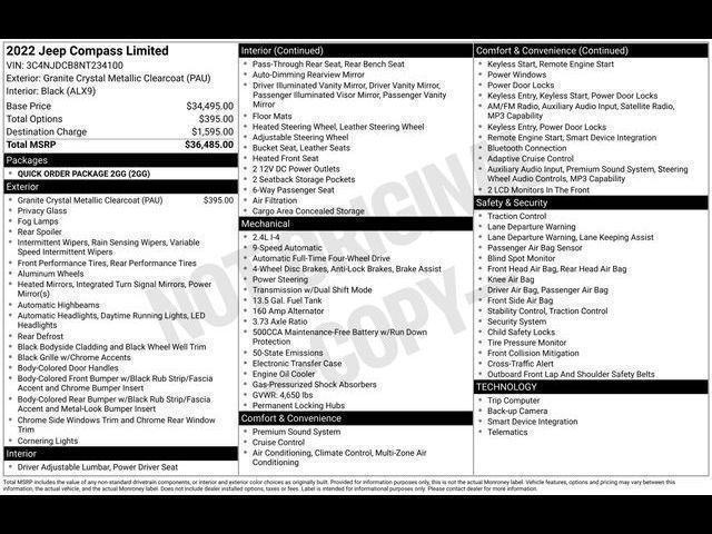 used 2022 Jeep Compass car, priced at $23,495